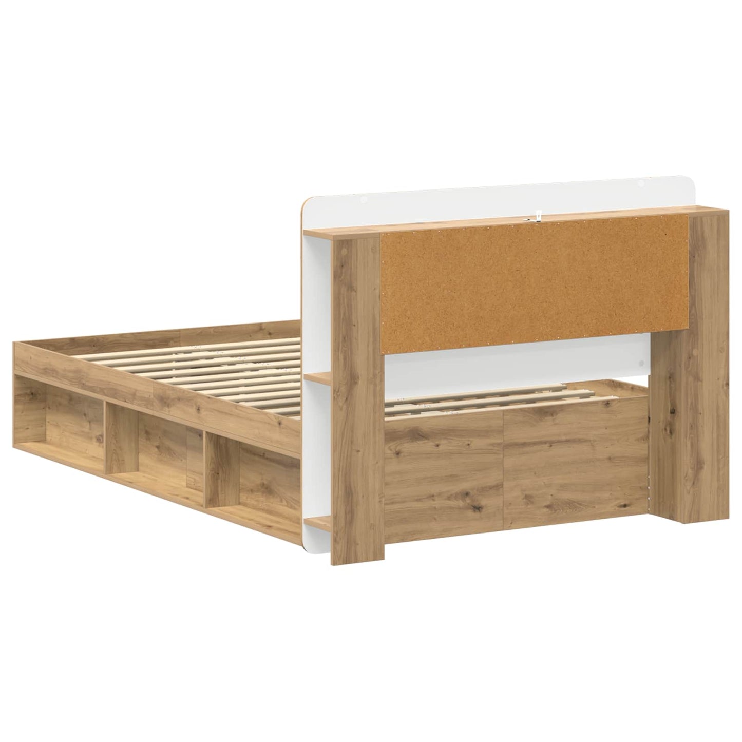 vidaXL Bed Frame with Storage Artisan Oak 120 x 190 cm Engineered Wood 5