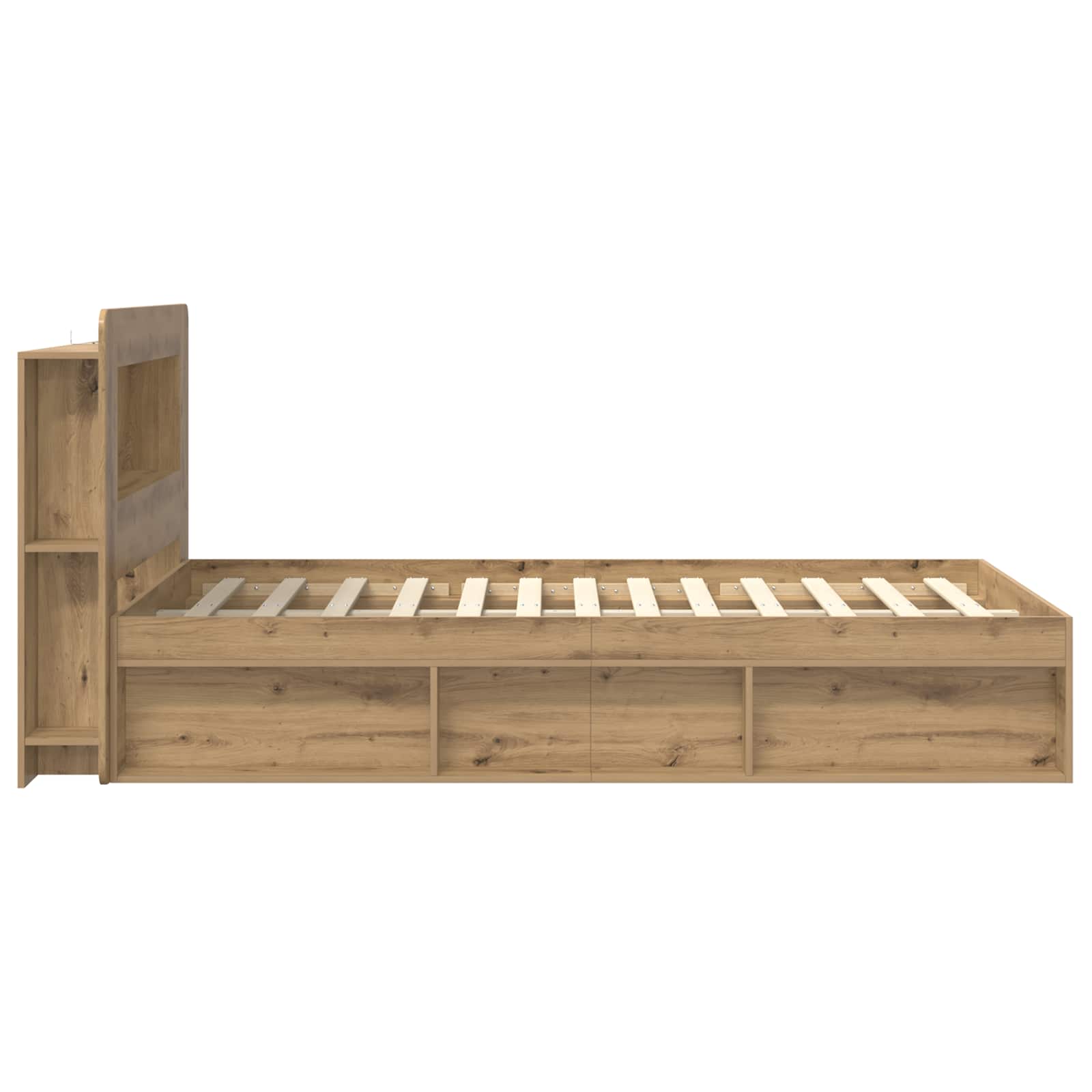 vidaXL Bed Frame with Storage Artisan Oak 120 x 190 cm Engineered Wood 4
