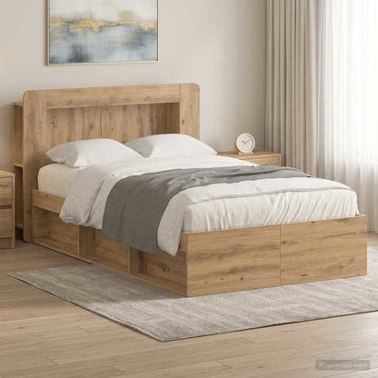vidaXL Bed Frame with Storage Artisan Oak 120 x 200 cm Engineered Wood 1