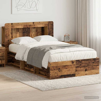 vidaXL Bed Frame with Storage Old Wood 120 x 200 cm Engineered Wood 1