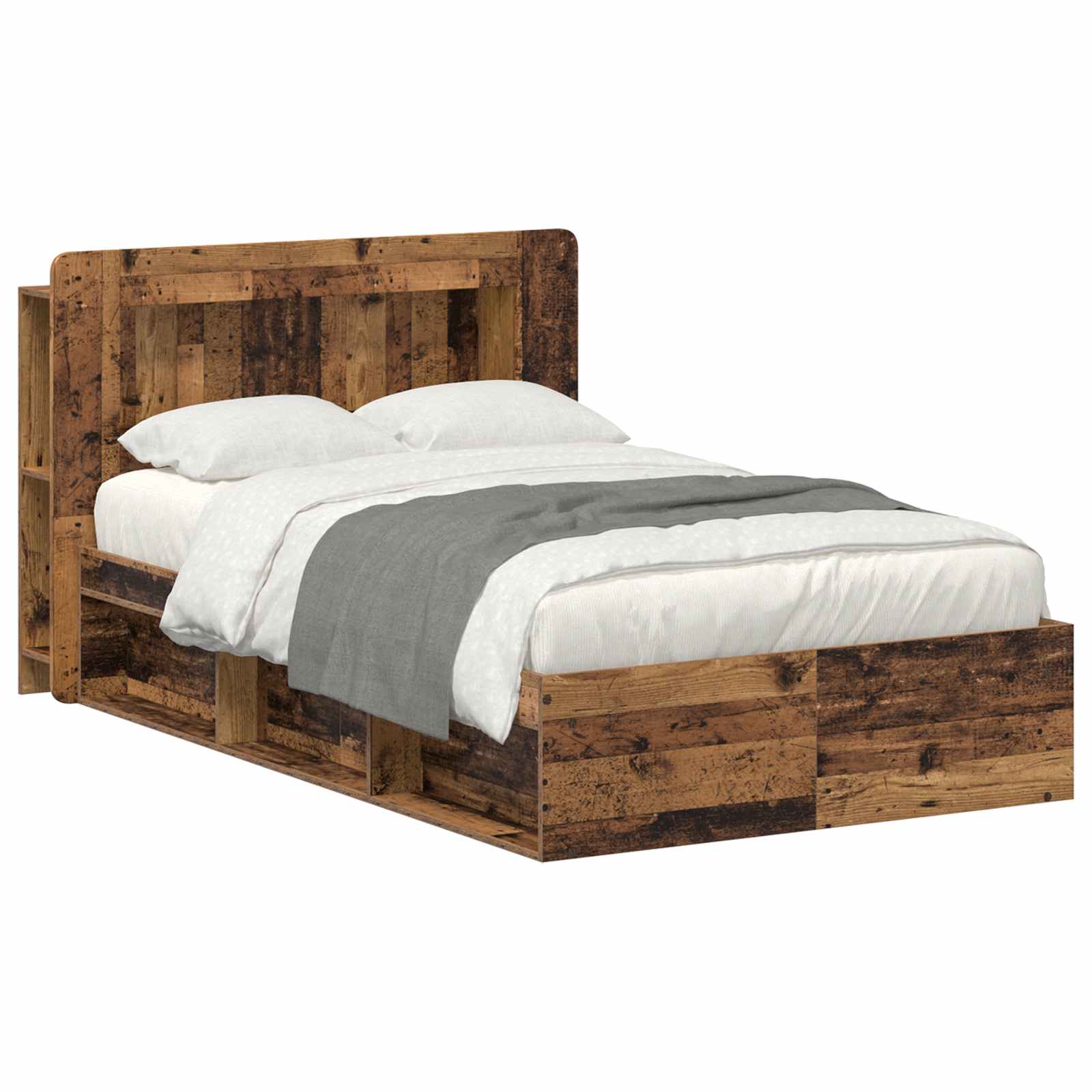 vidaXL Bed Frame with Storage Old Wood 120 x 200 cm Engineered Wood 2