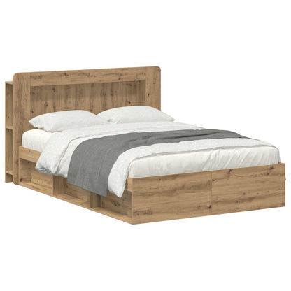 vidaXL Bed Frame with Storage Artisan Oak 135 x 190 cm Engineered Wood 2