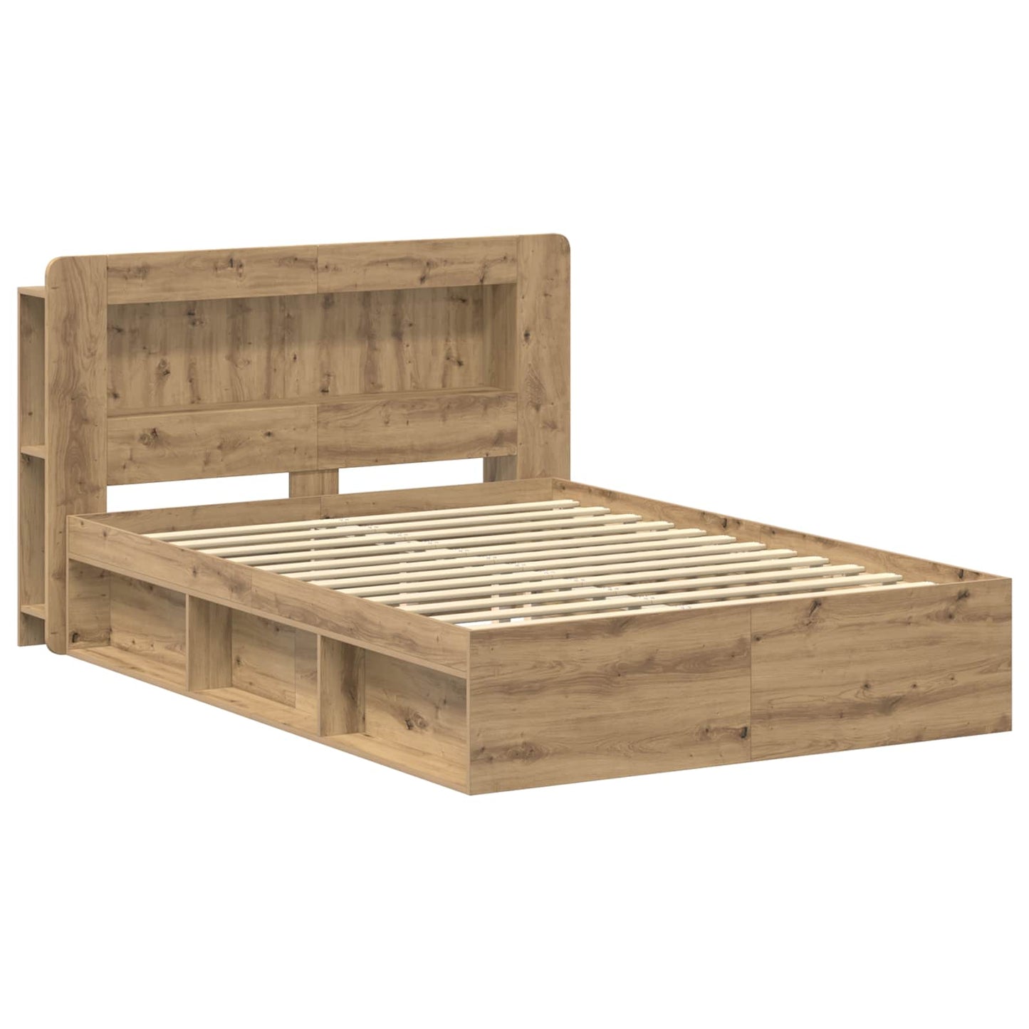 vidaXL Bed Frame with Storage Artisan Oak 135 x 190 cm Engineered Wood 3