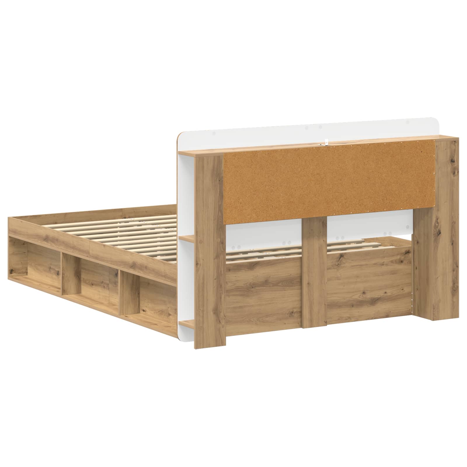 vidaXL Bed Frame with Storage Artisan Oak 135 x 190 cm Engineered Wood 5