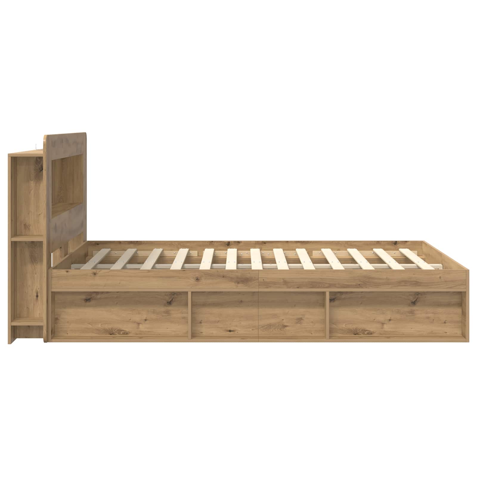 vidaXL Bed Frame with Storage Artisan Oak 135 x 190 cm Engineered Wood 4