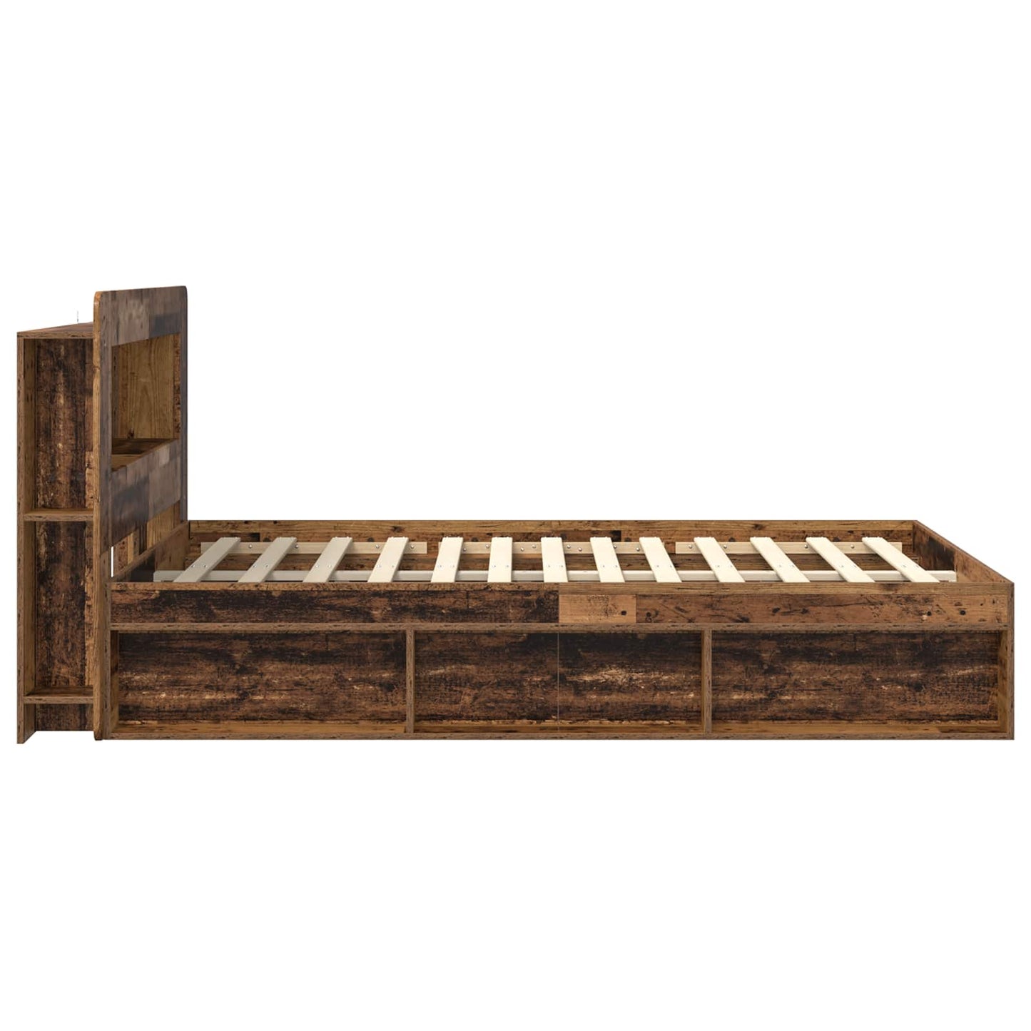 vidaXL Bed Frame with Storage Old Wood 135 x 190 cm Engineered Wood 4
