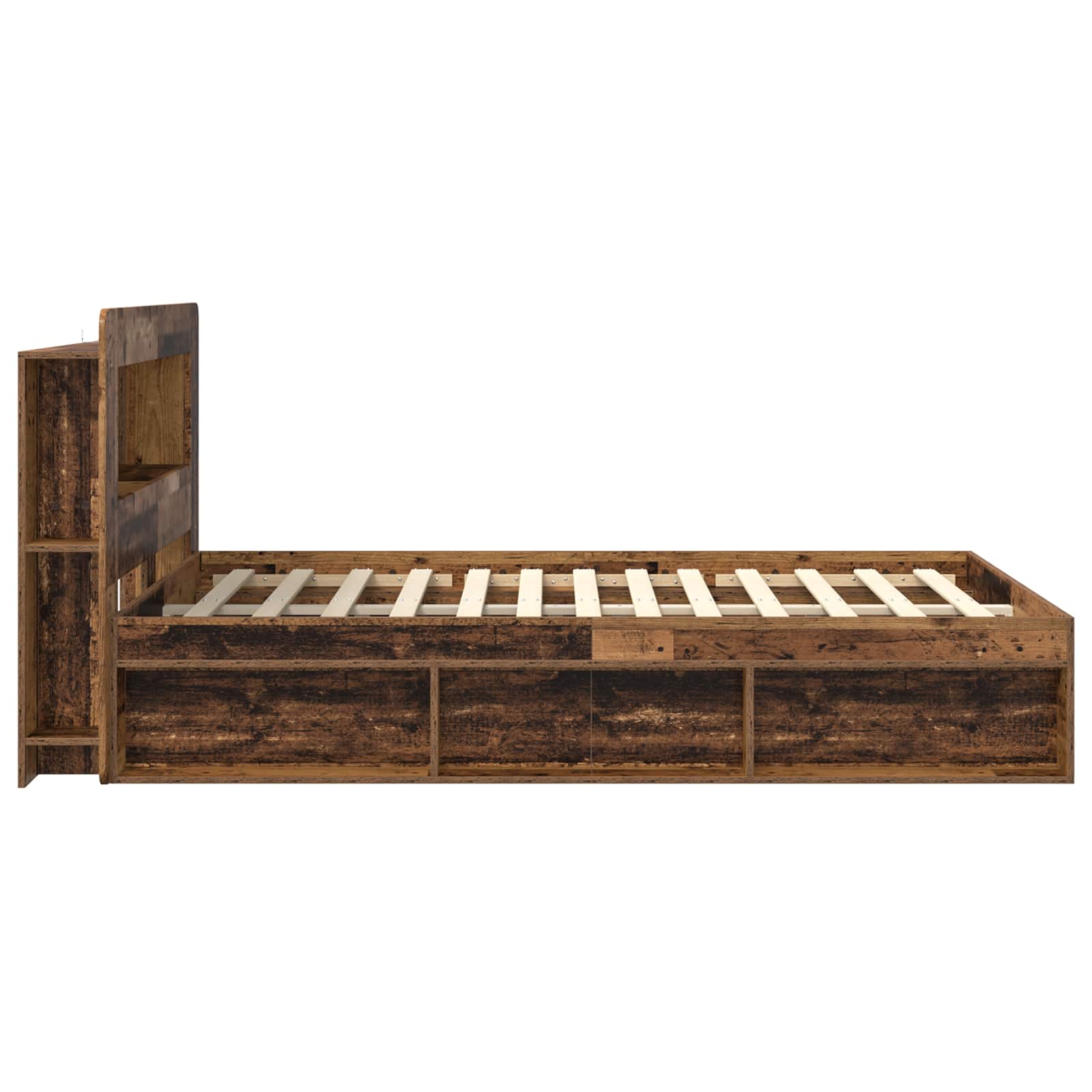 vidaXL Bed Frame with Storage Old Wood 135 x 190 cm Engineered Wood 4