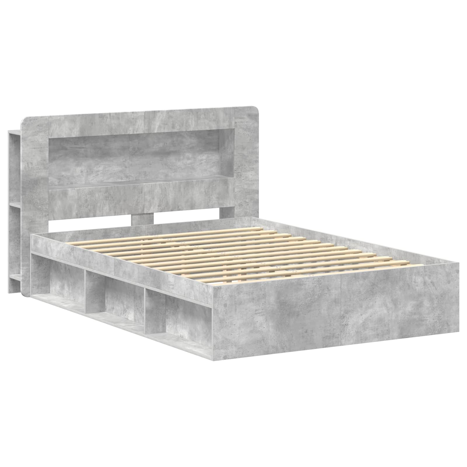 vidaXL Bed Frame with Storage Concrete Grey 140 x 190 cm 3