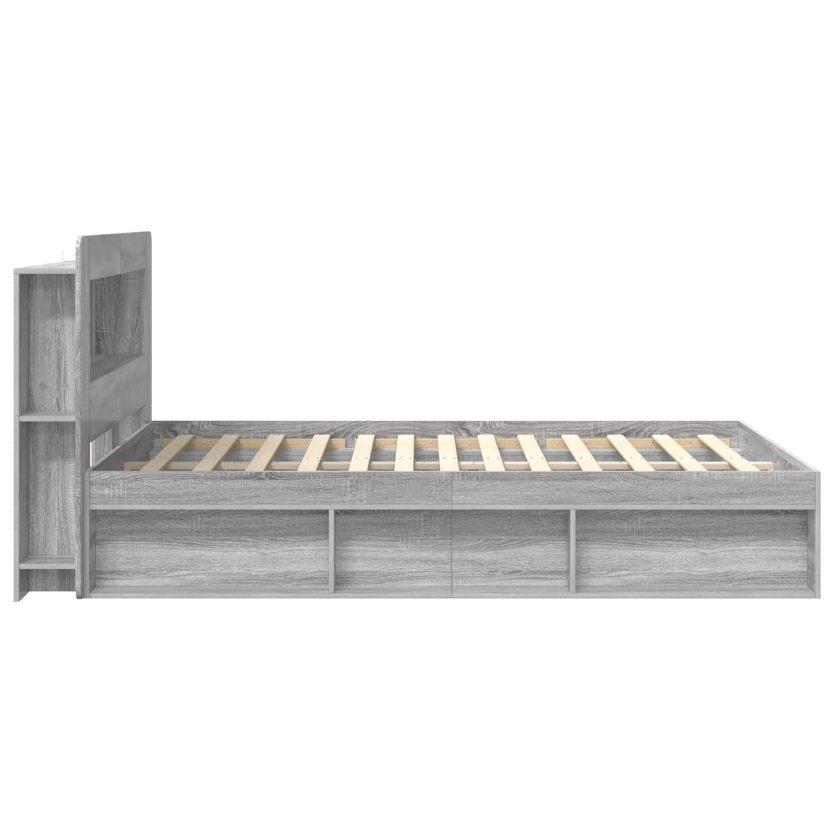 vidaXL Bed Frame with Storage Grey Sonoma 140 x 190 cm Engineered Wood 4