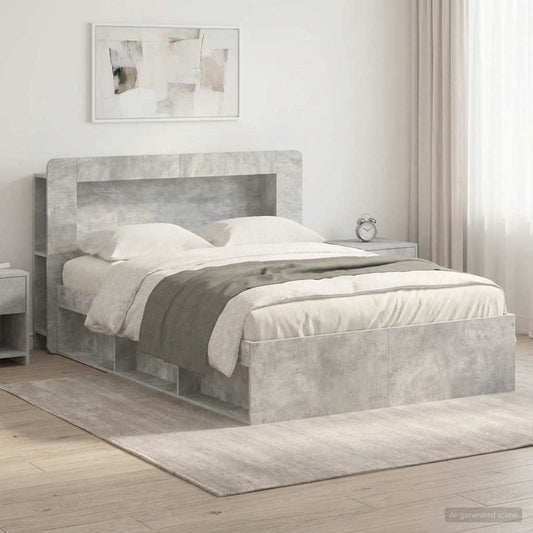 vidaXL Bed Frame with Storage Concrete Grey 140 x 200 cm 1