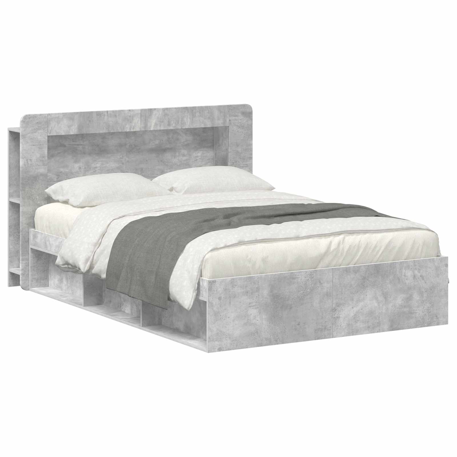 vidaXL Bed Frame with Storage Concrete Grey 140 x 200 cm 2
