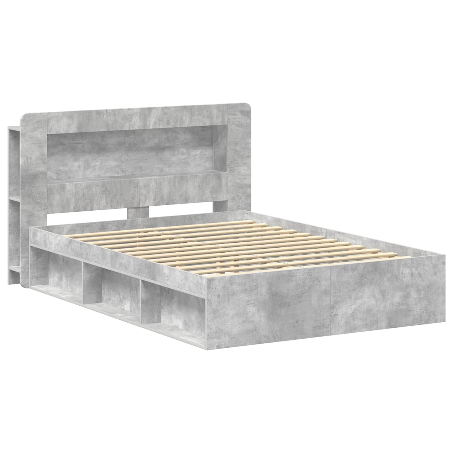 vidaXL Bed Frame with Storage Concrete Grey 140 x 200 cm 3