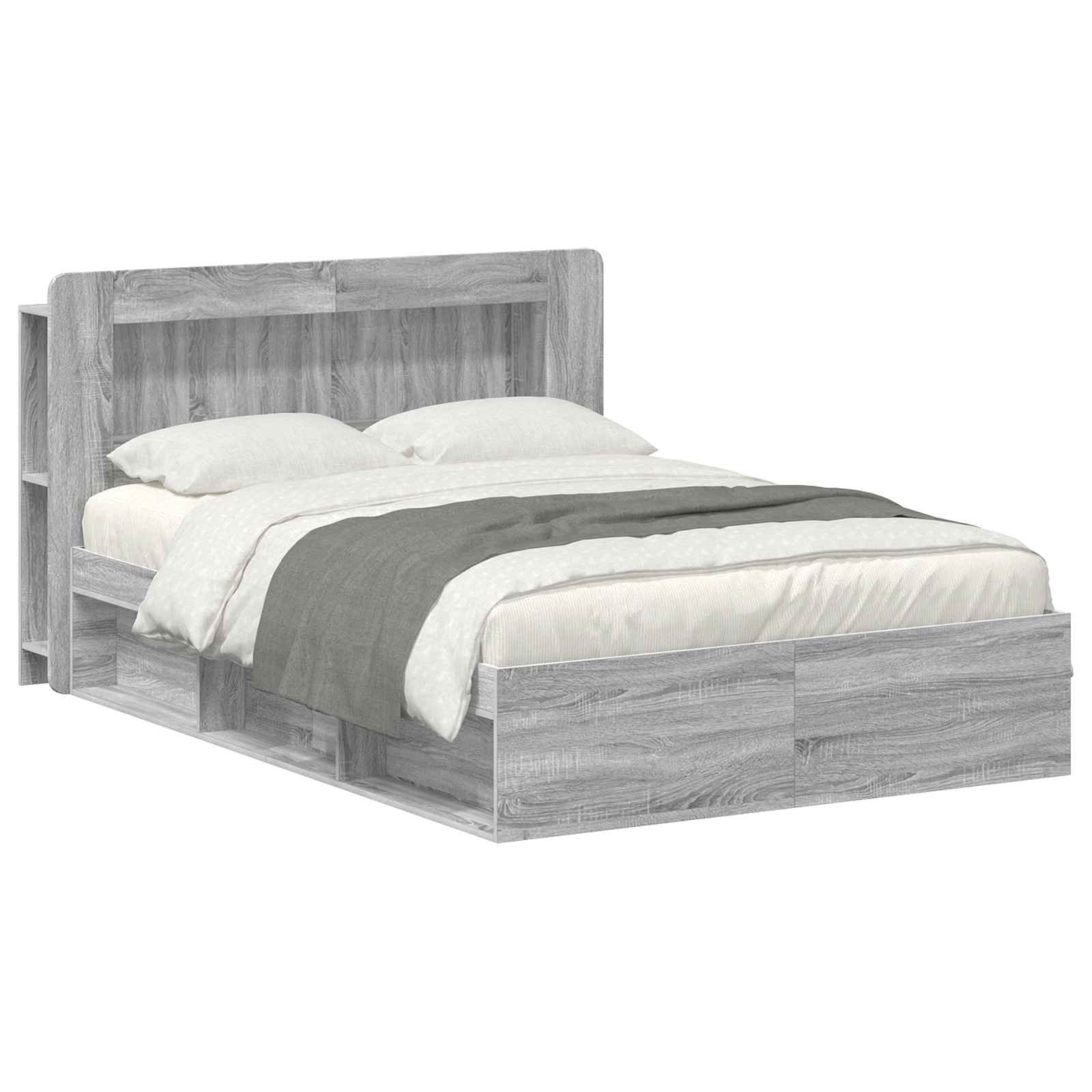 vidaXL Bed Frame with Storage Grey Sonoma 160 x 200 cm Engineered Wood 2