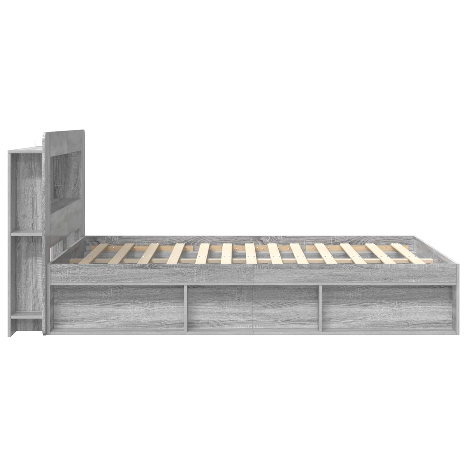 vidaXL Bed Frame with Storage Grey Sonoma 160 x 200 cm Engineered Wood 4