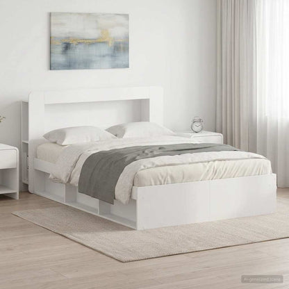 vidaXL Bed Frame with Storage White 160 x 200 cm Engineered Wood 1