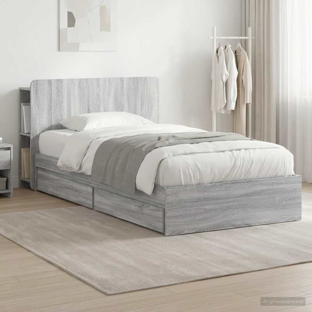 vidaXL Bed Frame with Storage Engineered Wood Length 190 cm