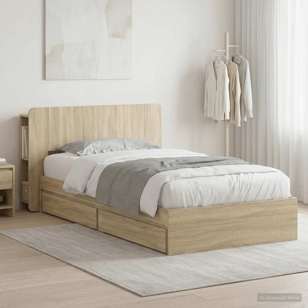 vidaXL Bed Frame with Storage Engineered Wood Length 190 cm