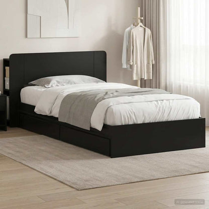 vidaXL Bed Frame with Storage Black 90 x 190 cm Engineered Wood 1