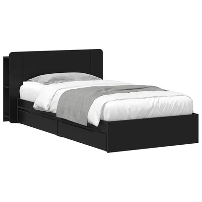vidaXL Bed Frame with Storage Black 90 x 190 cm Engineered Wood 2