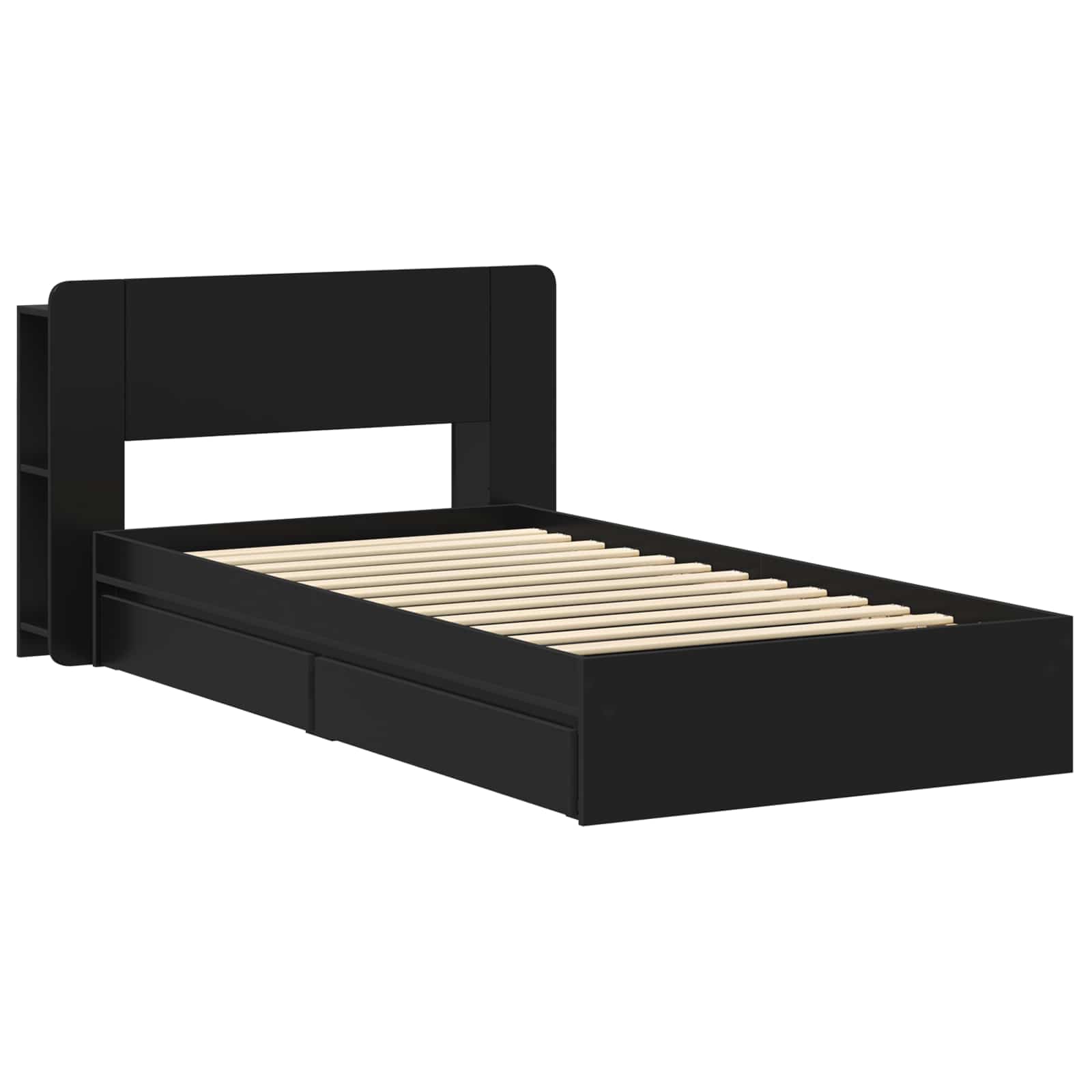vidaXL Bed Frame with Storage Black 90 x 190 cm Engineered Wood 3