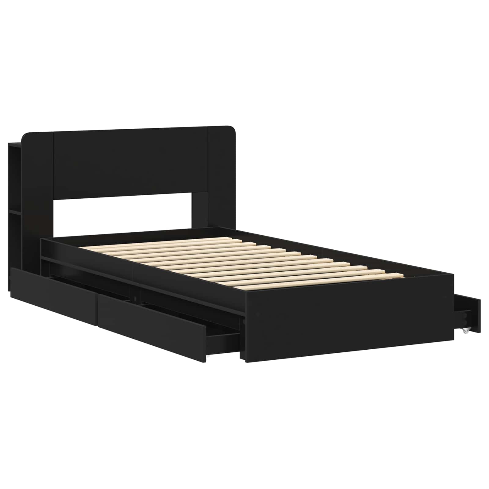 vidaXL Bed Frame with Storage Black 90 x 190 cm Engineered Wood 4