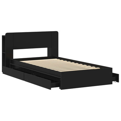 vidaXL Bed Frame with Storage Black 90 x 190 cm Engineered Wood 4