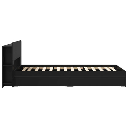 vidaXL Bed Frame with Storage Black 90 x 190 cm Engineered Wood 5