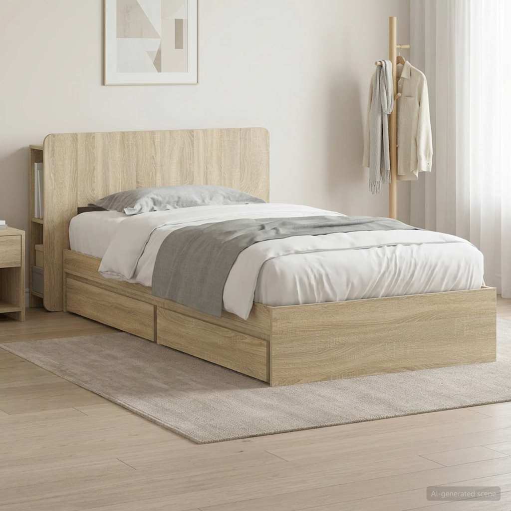 vidaXL Bed Frame with Storage Engineered Wood Length 190 cm