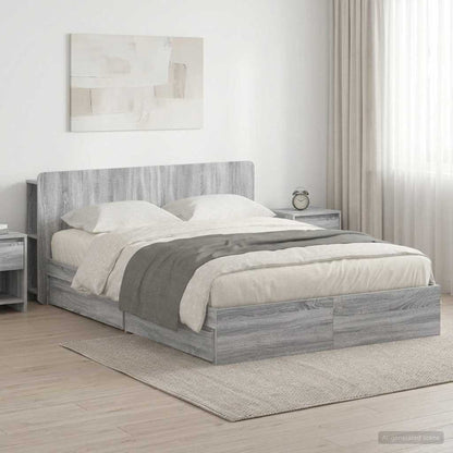 vidaXL Bed Frame with Storage Grey Sonoma 140 x 200 cm Engineered Wood 1