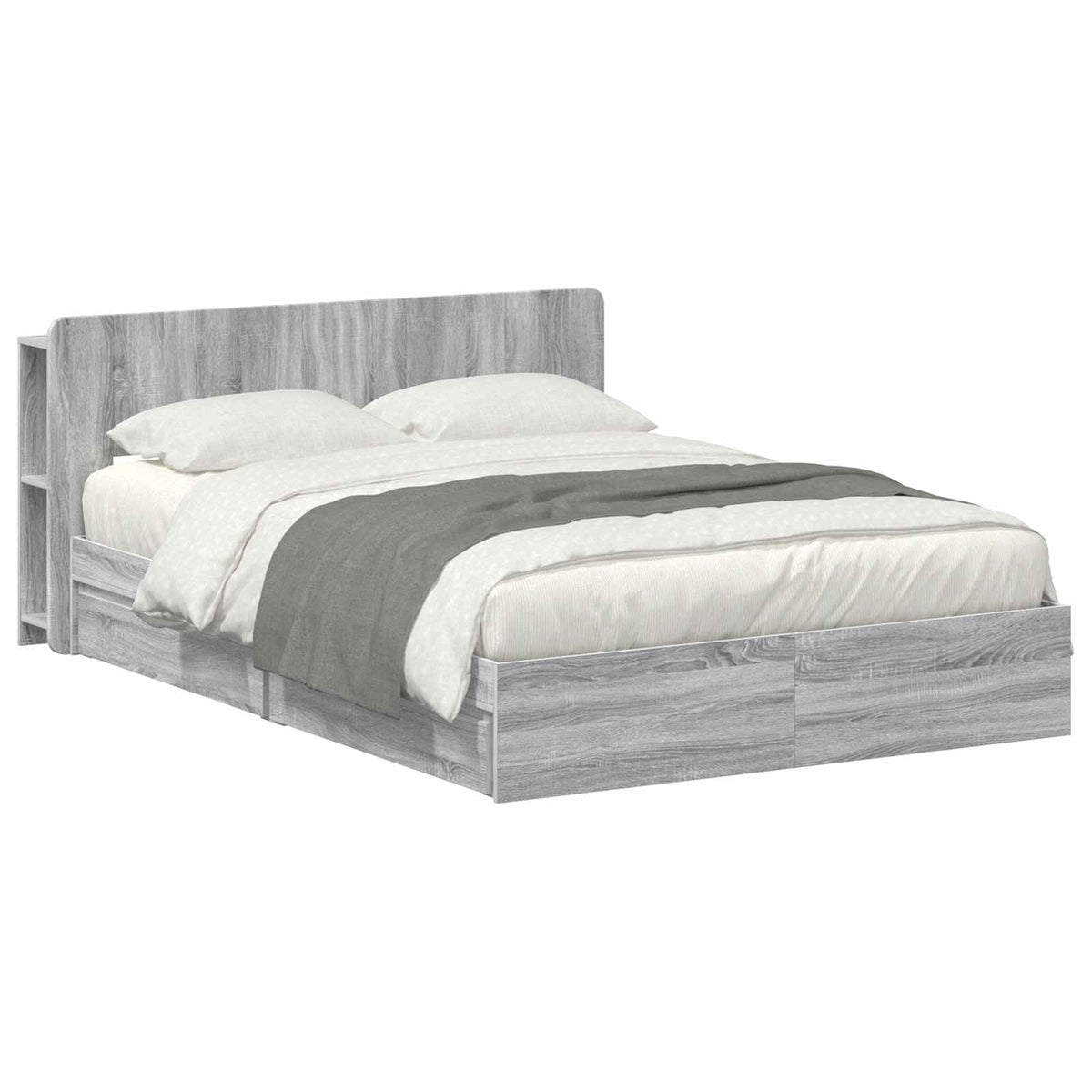 vidaXL Bed Frame with Storage Grey Sonoma 140 x 200 cm Engineered Wood 2
