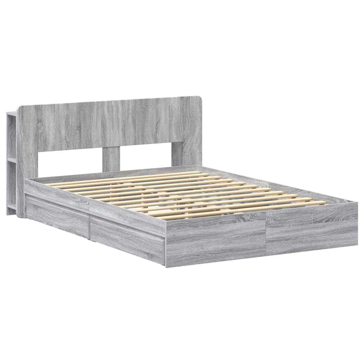 vidaXL Bed Frame with Storage Grey Sonoma 140 x 200 cm Engineered Wood 3