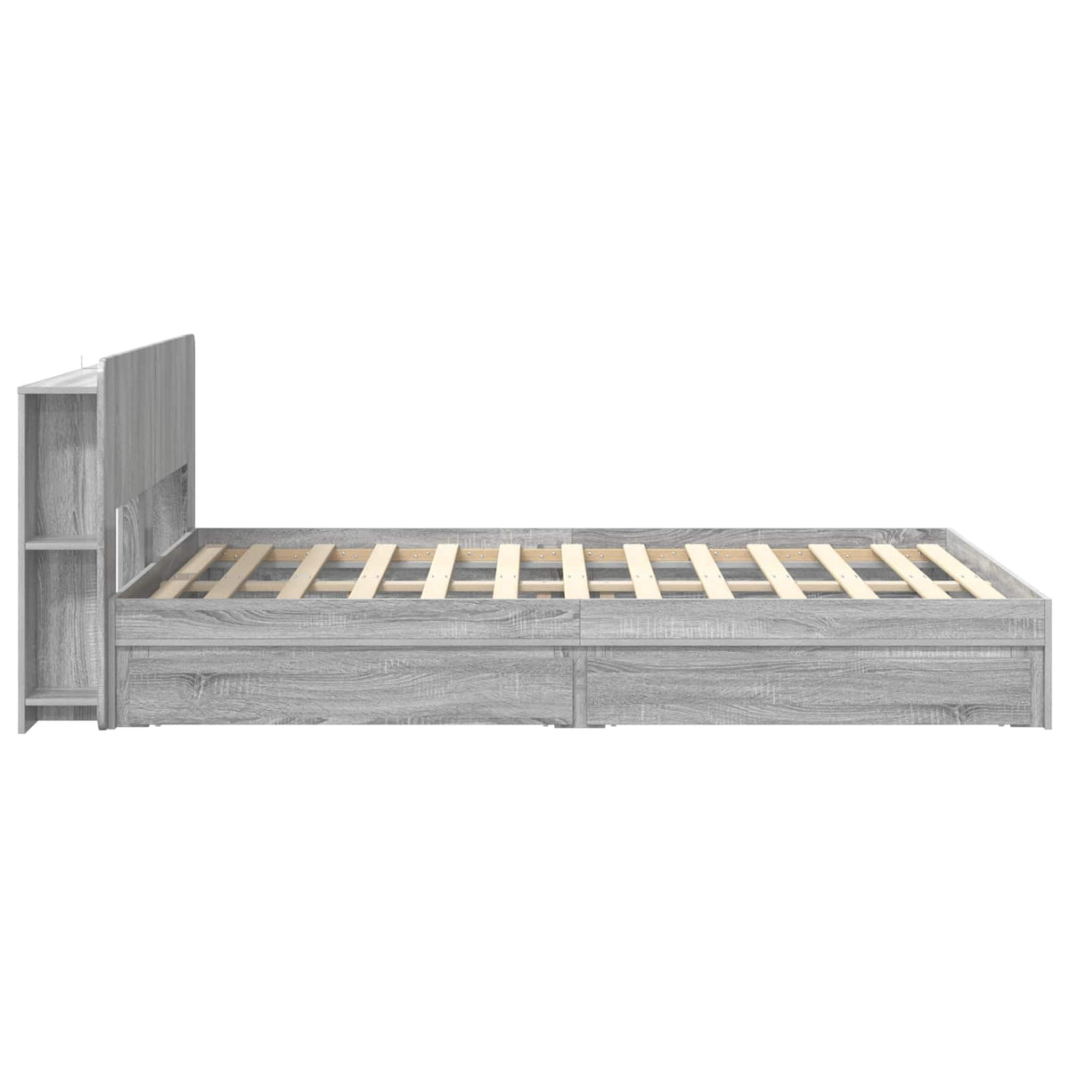 vidaXL Bed Frame with Storage Grey Sonoma 140 x 200 cm Engineered Wood 5