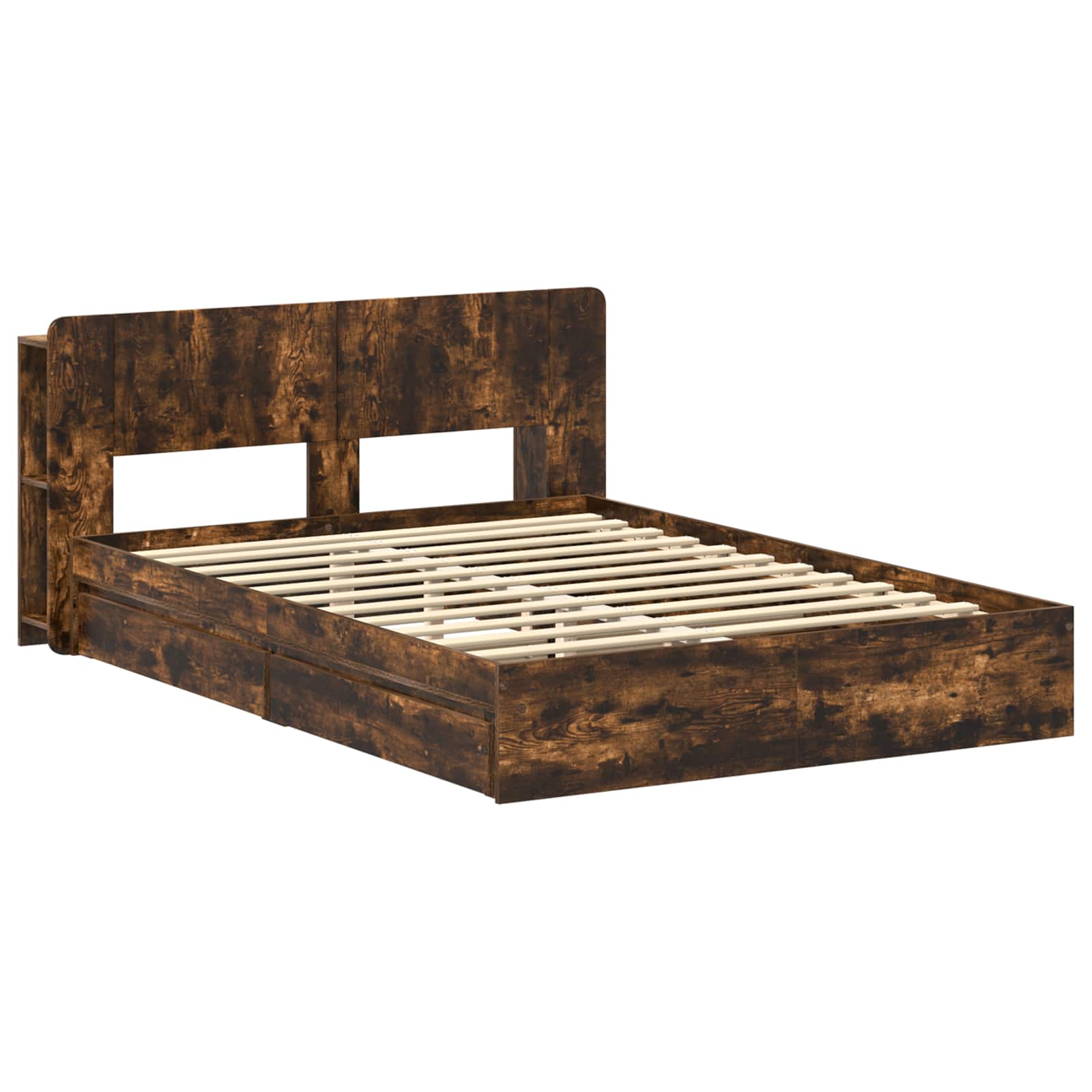vidaXL Bed Frame with Storage Smoked Oak 135 x 190 cm Engineered Wood 3