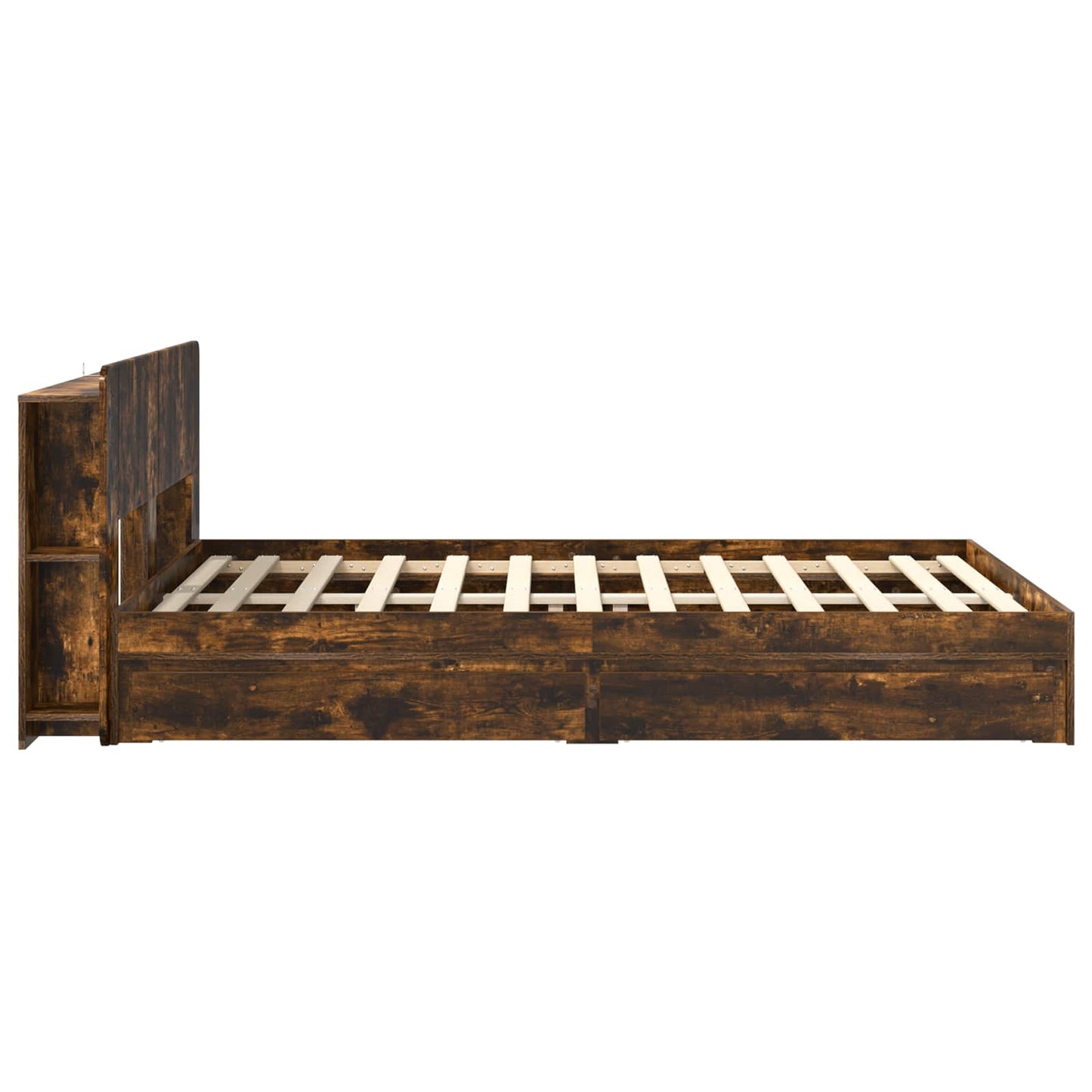 vidaXL Bed Frame with Storage Smoked Oak 135 x 190 cm Engineered Wood 5