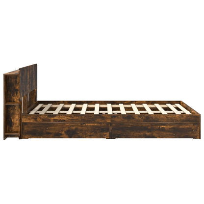vidaXL Bed Frame with Storage Smoked Oak 135 x 190 cm Engineered Wood 5