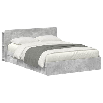 vidaXL Bed Frame with Storage with Drawer Concrete Grey 150 x 200 cm 2