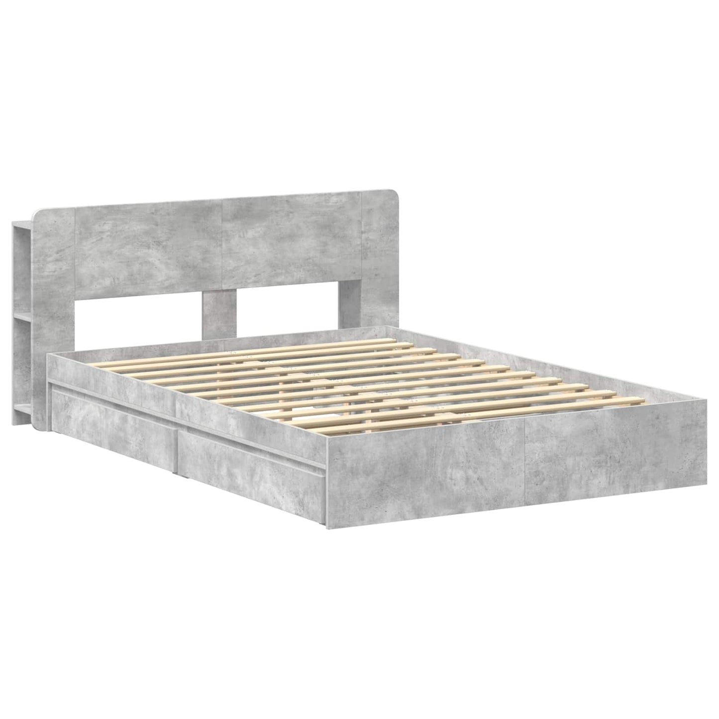 vidaXL Bed Frame with Storage with Drawer Concrete Grey 150 x 200 cm 3