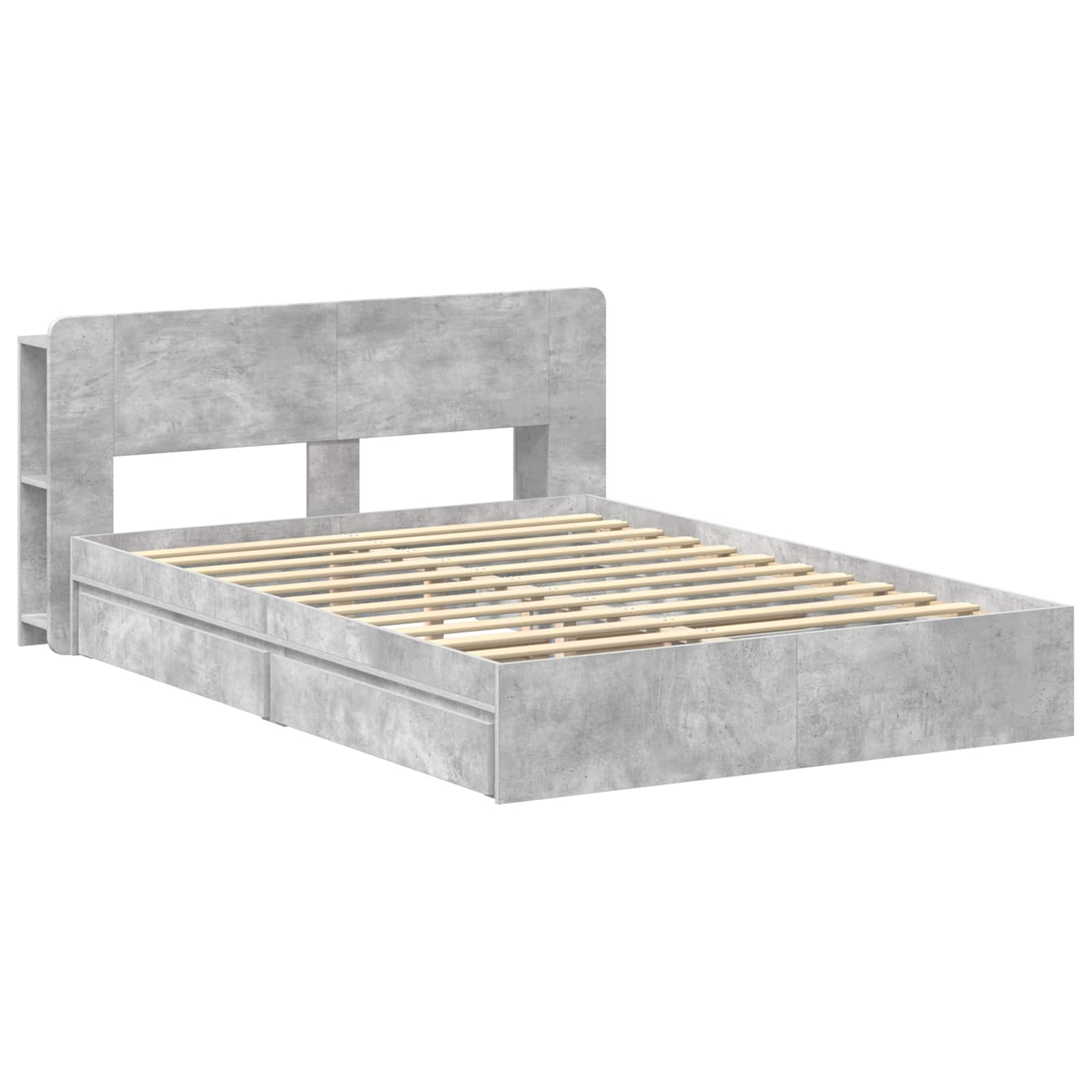 vidaXL Bed Frame with Storage with Drawer Concrete Grey 150 x 200 cm 3