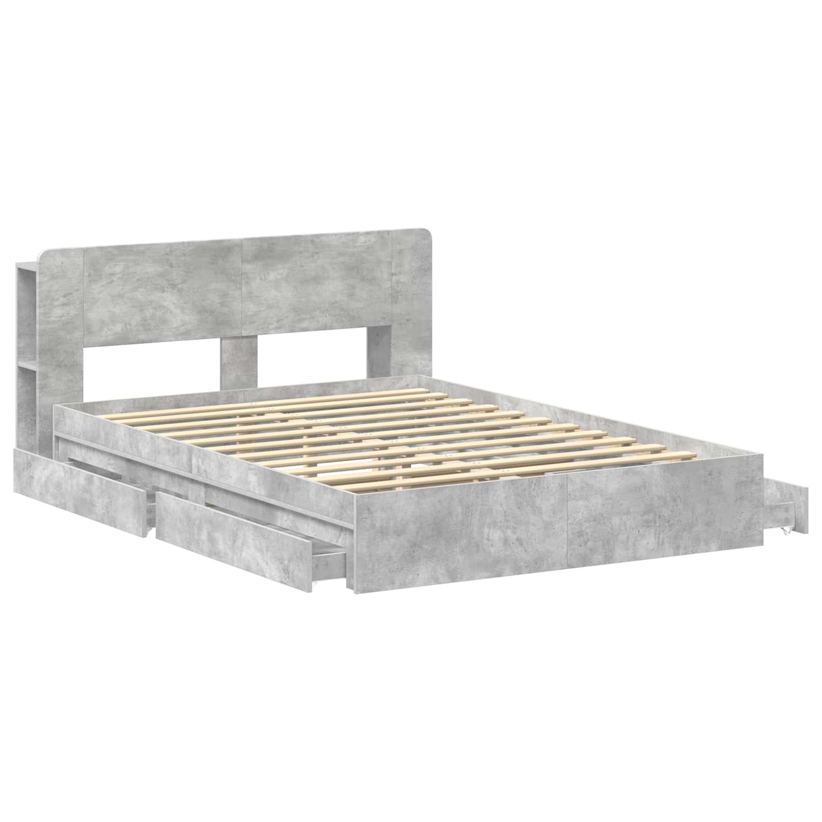 vidaXL Bed Frame with Storage with Drawer Concrete Grey 150 x 200 cm 4