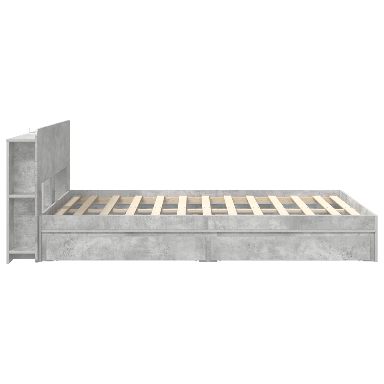 vidaXL Bed Frame with Storage with Drawer Concrete Grey 150 x 200 cm 5