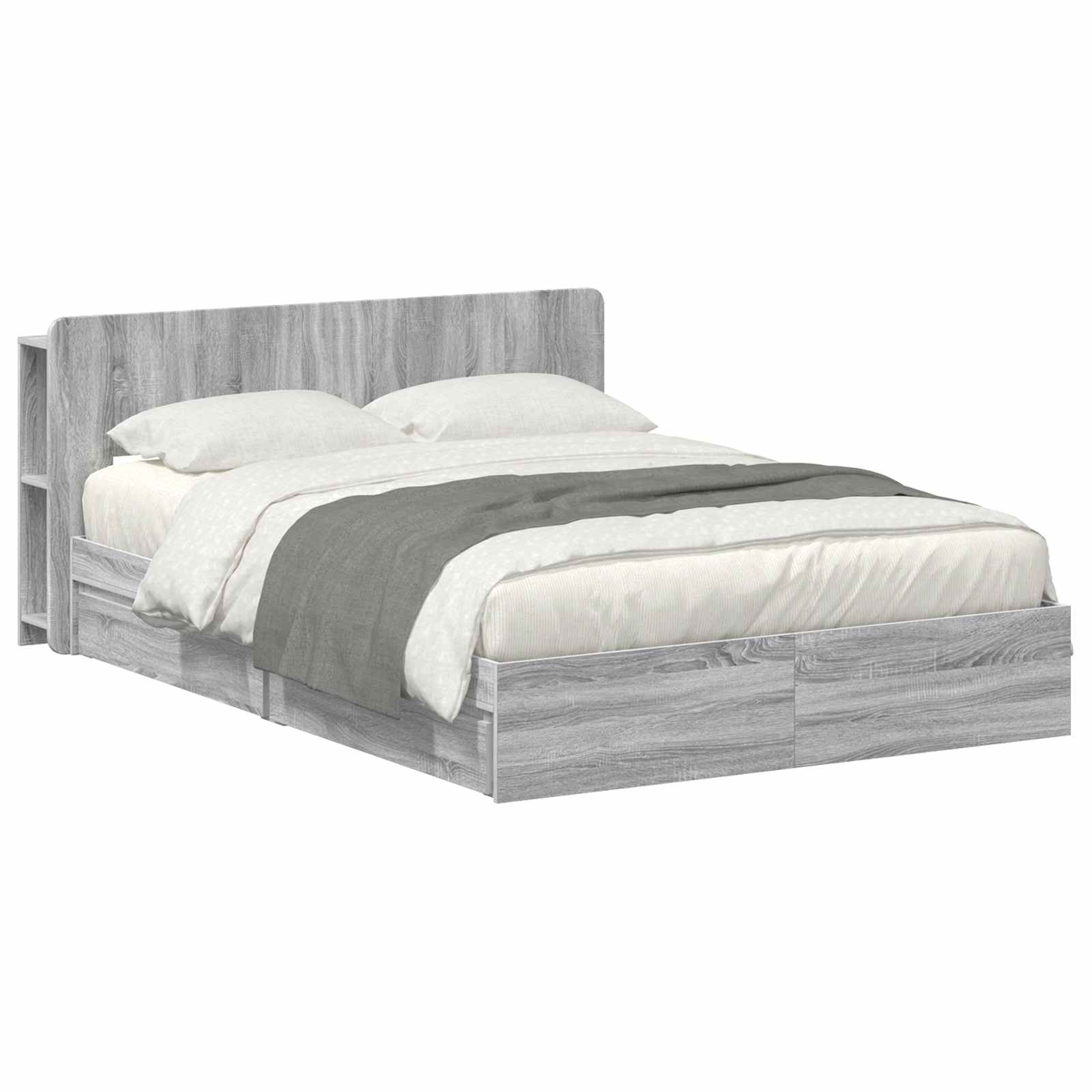 vidaXL Bed Frame with Storage Grey Sonoma 150 x 200 cm Engineered Wood 2