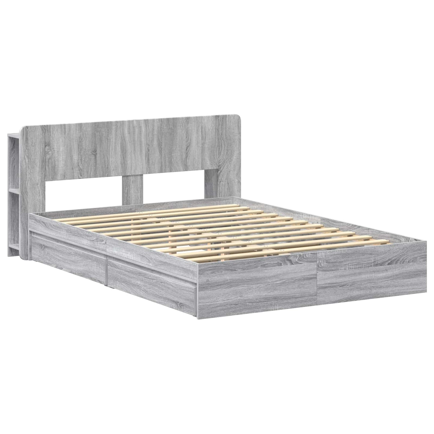 vidaXL Bed Frame with Storage Grey Sonoma 150 x 200 cm Engineered Wood 3