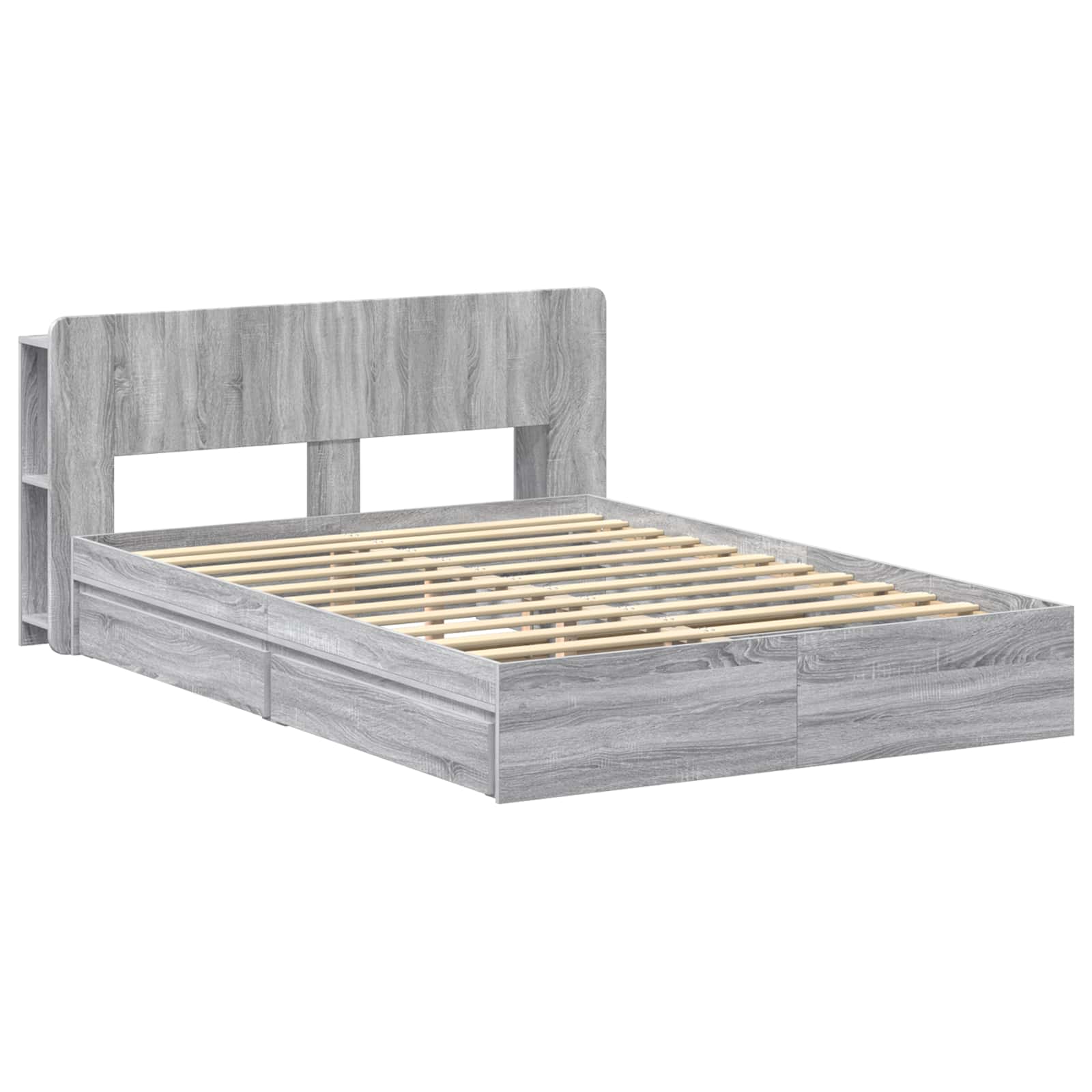 vidaXL Bed Frame with Storage Grey Sonoma 150 x 200 cm Engineered Wood 3