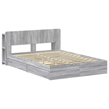 vidaXL Bed Frame with Storage Grey Sonoma 150 x 200 cm Engineered Wood 3