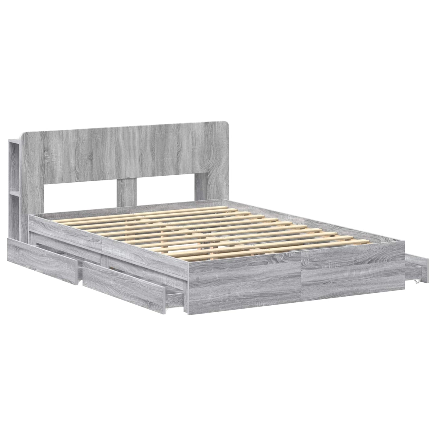 vidaXL Bed Frame with Storage Grey Sonoma 150 x 200 cm Engineered Wood 4