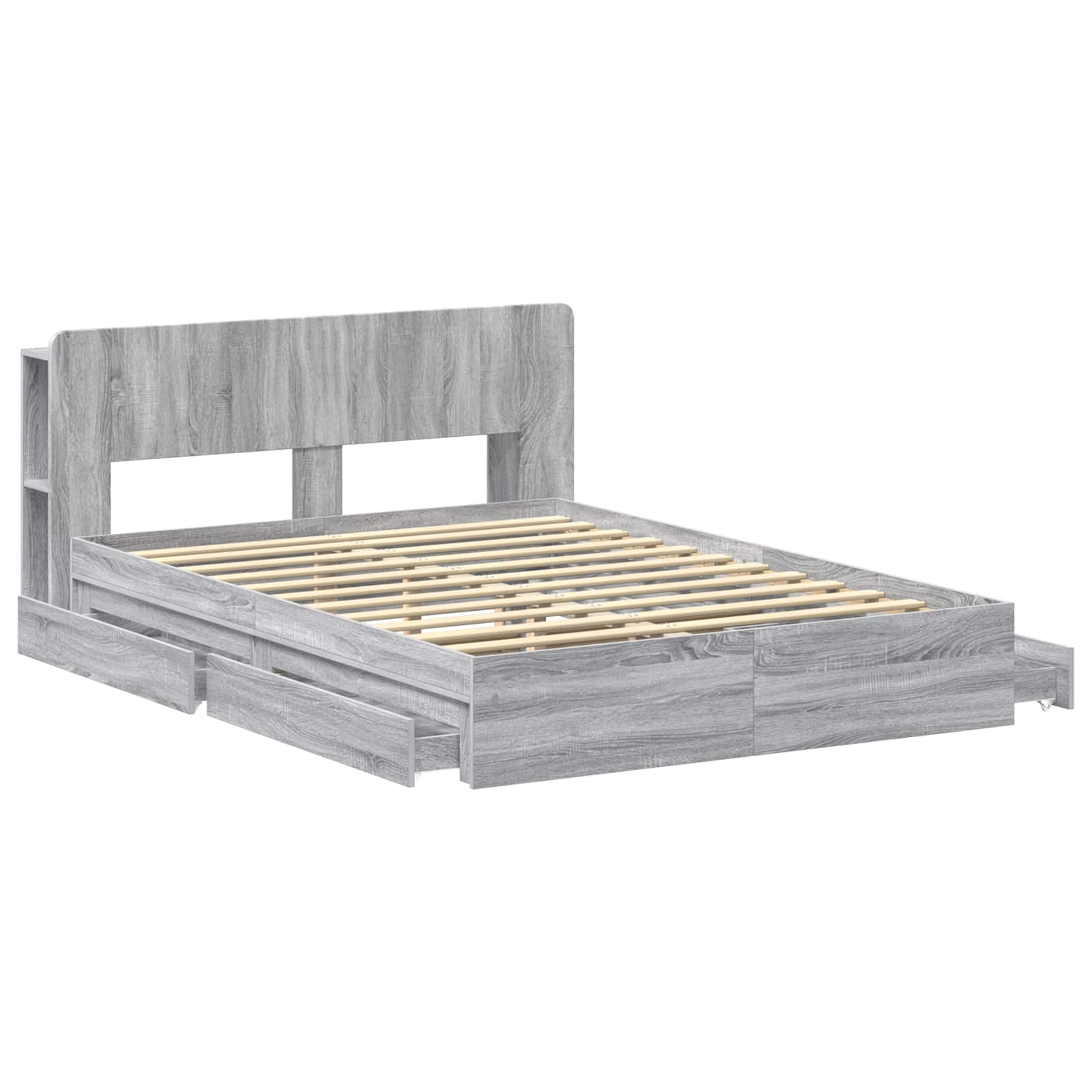 vidaXL Bed Frame with Storage Grey Sonoma 150 x 200 cm Engineered Wood 4