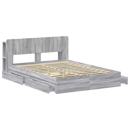 vidaXL Bed Frame with Storage Grey Sonoma 150 x 200 cm Engineered Wood 4