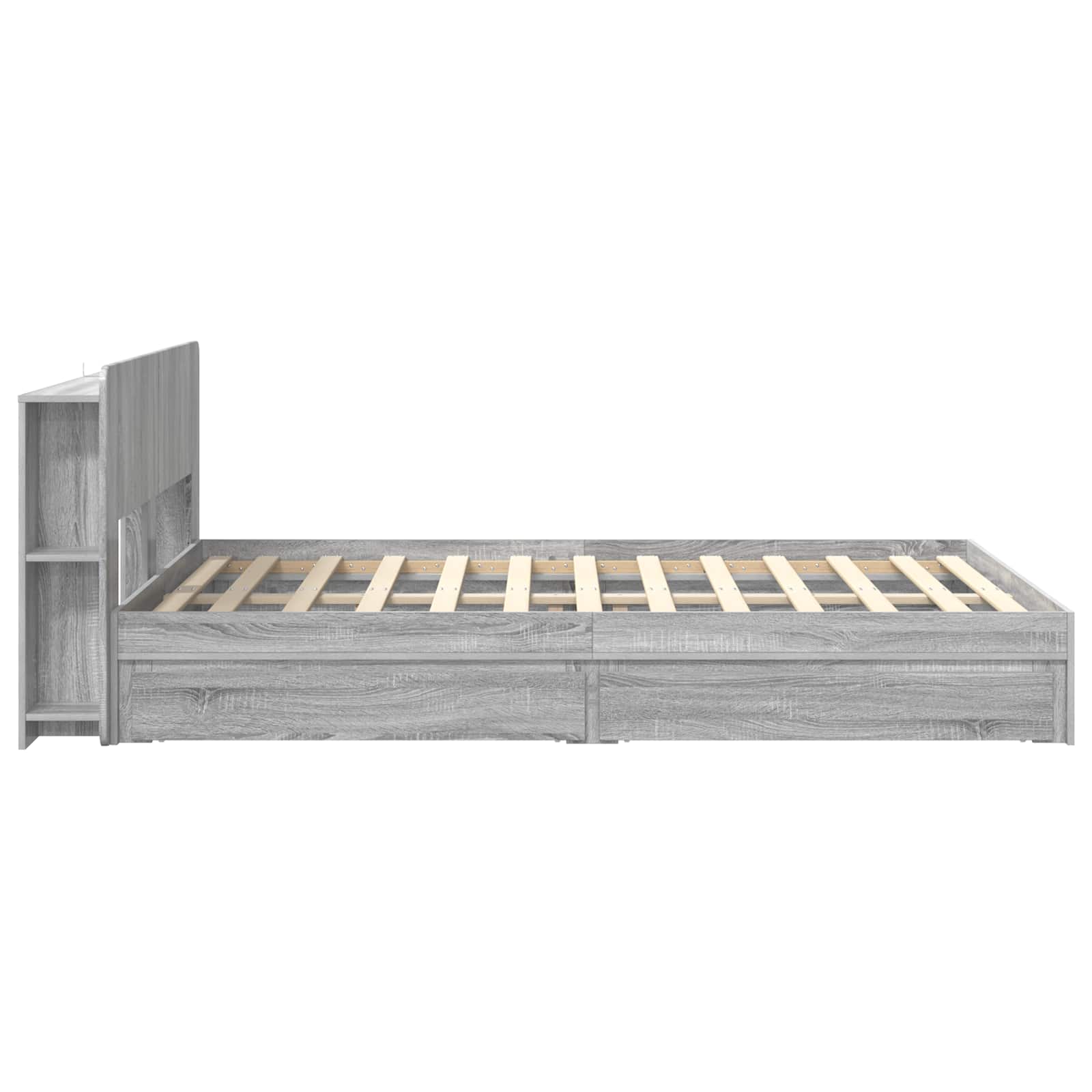 vidaXL Bed Frame with Storage Grey Sonoma 150 x 200 cm Engineered Wood 5