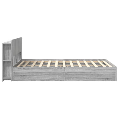 vidaXL Bed Frame with Storage Grey Sonoma 150 x 200 cm Engineered Wood 5