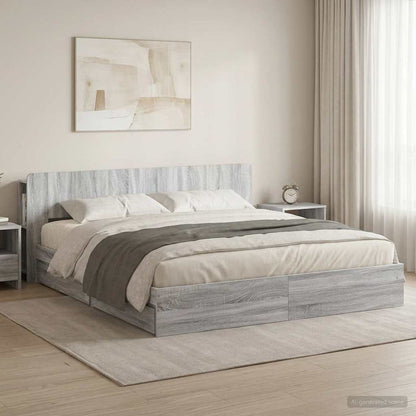 vidaXL Bed Frame with Storage Grey Sonoma 180 x 200 cm Engineered Wood 1